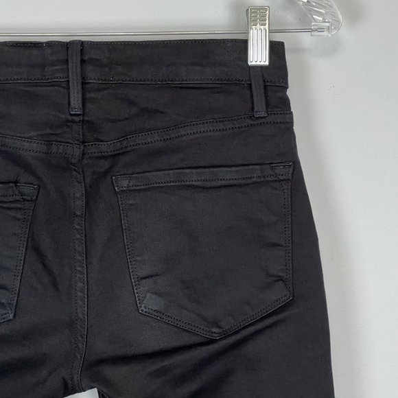 Frame Womens Le Skinny de Jeanne Jeans Raw Stagger Crop Mid Rise Black size 24 - Picture 9 of 15